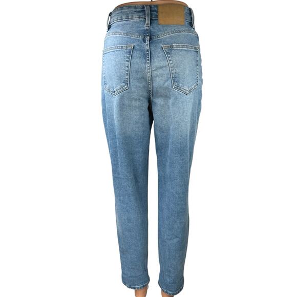 H&M Divided Blue Medium Wash High Waist Straight Ankle Boyfriend Denim Jeans 2 - Picture 3 of 5
